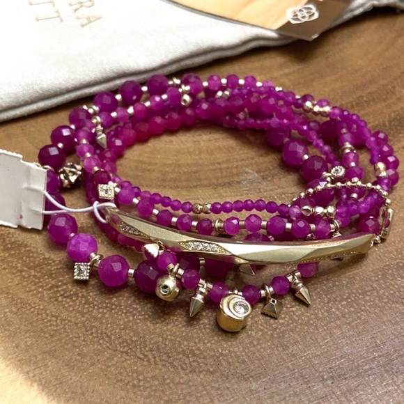Kendra Scott Magenta Stacking Bracelet Set NWT - Picture 2 of 9